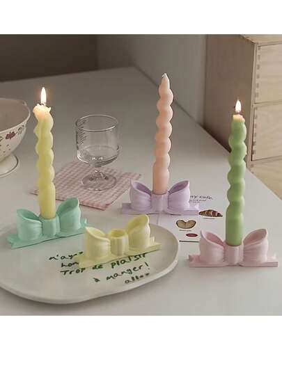Elegant Bow Candle Holder, Bow Candle Base, Aromatherapy Candle Holder, Creative Decorative Candle Holder, For Dining Table, Wedding, Evening Party