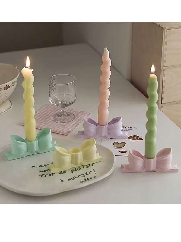 Elegant Bow Candle Holder, Bow Candle Base, Aromatherapy Candle Holder, Creative Decorative Candle Holder, For Dining Table, Wedding, Evening Party