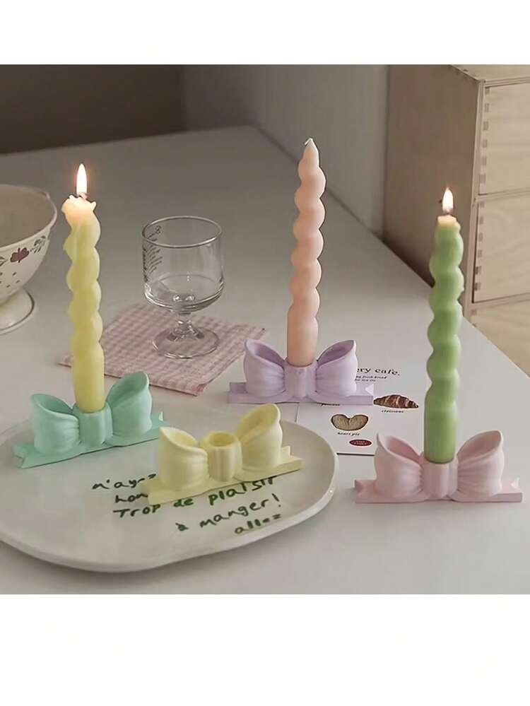 Elegant Bow Candle Holder, Bow Candle Base, Aromatherapy Candle Holder, Creative Decorative Candle Holder, For Dining Table, Wedding, Evening Party - Multicolor - View 1