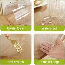 1.0毫米厚高品质圆形PVC桌布，透明，可定制，适用于餐桌、书桌、厨房、地板、派对、秋季、圣诞节等场合。 - 白色 - 查看 9