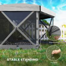 12' X 12' Hexagonal Pop Up Gazebo, Outdoor Canopy Tent - Xám đậm - Xem 8