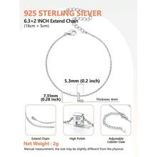 925 Sterling Silver Initial Letter Bracelet Women's Jewellery - A To Z, 6.3&Quot; + 2&Quot; Adjustable Personalized 26 Alpha...