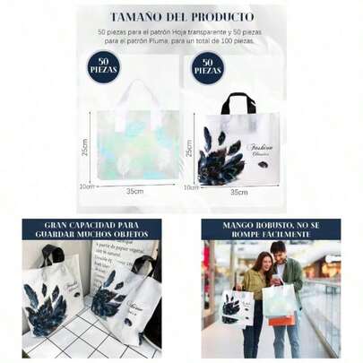 BOJOOM Bolsas de Compras Reutilizables para Supermercado Duraderas, Bolsas Plegables Ecolgico de Ligeras con Asas, Bolsa Embalaje Regalo para Boutique Plastico de Gran Capacidad