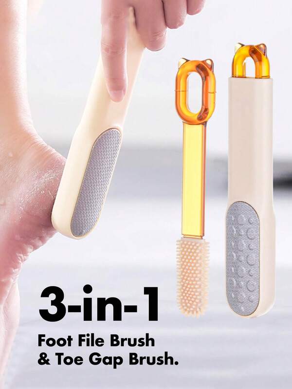 1 pieza Removedor de callosidades Pro 3 en 1 - Lima de acero inoxidable para pies y cepillo limpiador de dedos para piel muerta, talones duros y agrietados | Herramienta de pedicura para pies suaves y limpieza profunda | Regalo