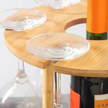 1pc Wooden Red Wine Glass Rack, European Style Solid Pine Creative Hanging Red Wine Glass Holder, Household High Stem Glass Cup, Wine Glass Suspension Display, Red Wine Glass Rack, Wine Decanter Rack, Wine Glass Hanging Storage, Desktop Wine Glass Rack, Wooden Red Wine Rack, Sturdy Anti-Tipping Wine Glass Rack