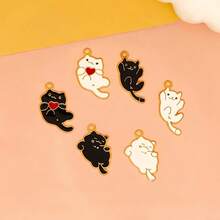 10pcs Cute Animal Zinc Alloy Oil Drop Cat Pendant, DIY Jewelry Accessories, Hair Accessories, Keychain, Earrings And Necklace Charm