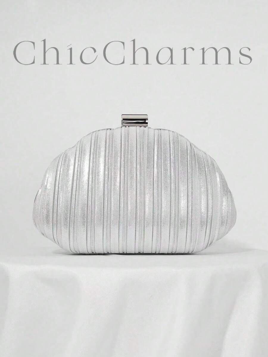 Tas Clutch Malam Berbentuk Kotak Satin Berlipit, Tas Pesta, Tas Gaun Formal, Tas Tangan Pesta Prom dengan Tali Rantai, Tas Clutch untuk Pernikahan, Pengantin