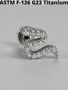 1PC G23 Titanium Cz Butterfly Lip Studs 16G Internal Thread Snake/Flower Ear Helix Tragus Cartilage Earrings Body Piercing Jewelry - As Shown - View 24