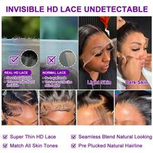 60 cm 1B Svart Rak Peruk med Lace Front, 200 % Densitet, 13x6/13x4 Peruk med Lace Front och 5*5 Peruk med Lace Closure, Naturlig Hårlinje med Babyhår, Rak Peruk med Lace Front i Ben, Förplockat Hårlinje, Kort Mörkbrun Bob Rak Peruk med Lace Front - Natur & Svart - Visa 6