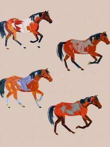 1pc Vintage Poster, Tribute To Cowgirl Poster, Watercolor Horse Pattern Wall Art Print, Fashionable Western Decor, Minimalist Wall Painting, Cute Apartment Decoration, Cowgirl Art, Frameless Or Framed Wall Decor - Multicolor - View 9