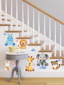 1pc Cute Animal Wall Sticker, Bedroom Baby Room Wall Decor, Living Room Wall Decoration, Self-Adhesive High-End Wall Decal - Multicolor - View 4