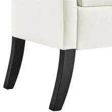 Butterslay 1pc Modern Tufted Storage Bench With Rubebr Wood Legs, Fabric Shoes Stool With Rolled Arms, For Entryway, Shop, Bar - Trắng tươi - Xem 7