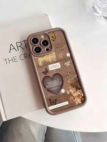 Funda Inspiradora para Teléfono Móvil, Diseñada con Citas Elevadoras y Patrones Florales, Adecuada para ,  16,  16 ProMax,  15,  15 ProMax,  14,  13,  12 y  11 Pro, Hecha de Material TPU y Ofrece Protección Antigolpes. Perfecto para familiares, amigos, niños, cumpleaños, primavera, días festivos, novios, novias y regalos del Día de San Valentín. - Café integral - Ver 3