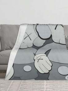 Kawss Merch Kawaii Kaw Blanket For Men Women Warm Cozy Fluffy Throw Blankets For Bed - màu đen - Xem 3