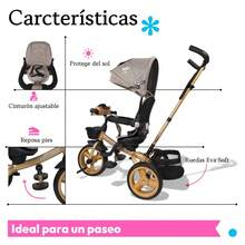 Triciclo 7 en 1 Para Niños Con Luz Sonido y Asiento Giratorio - Caqui - Ver 6