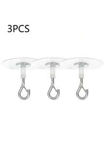 5pcs/3pcs/1pc Self Adhesive Ceiling Hooks Heavy Duty Windproof Screw Hooks For Outdoor Garden Planter Flower Pot Hanging Bracket, Ultra Stable Mounting For Balcony Patio Ceiling, Weather Resistant, No-Drill Ceiling Fix, Strong Grip, Indoor/Outdoor Use, Space-Saving Hanging Solution, Easy Peel-And-Stick Installation - Multicolor - View 9