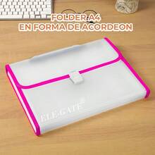 Folder Plástico Repelente Tipo Maletín 12 Separadores - Rosa - Ver 6