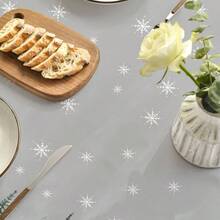 - Mantel de Navidad rectangular, 60x 84 pulgadas, ciervos, mueco de nieve, rboles, gris, lavable, para, picnic, cena, decoracin - 177.8 cm (Redondo) + Gris - Ver 5