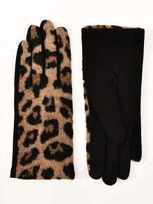 Winter And Autumn Fashion Leopard Print Gloves For Cycling, Women's Warm Outdoor Riding Gloves, Motorcycle Gloves With Thick And Warm Thermal Lined, Soft And Personalized Leopard Print Patterned Fingerless Gloves, With A Plush Insulation Layer. These Are Winter Gloves For Outdoor Activities, Simple Yet Fashionable Touchscreen Gloves, Capable Of Effectively Resisting The Cold. - Multicolor - View 6