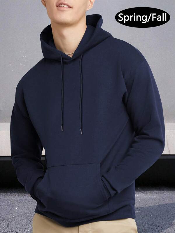 Men's Regular Fit Lightweight Hoodie With Pockets, Long Sleeve Casual Sweatshirt For Spring And Autumn, Suitable For Casual, Commuting, Outdoor Activities, Holidays, Great Gift For Husband Or Boyfriend