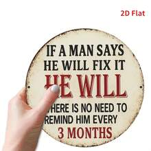 2D Retro Metal Wall Art Plaque - If A Person Says They Can Fix It, They Will -.8inch Round Iron Sign With Distressed Effect, Perfect For Home, Office, Bedroom, Coffee Shop Or Garage Decoration - Unique Holiday Gift Idea, Metal Wall Art Decoration, Perfect Room Decoration - Image Color - View 5