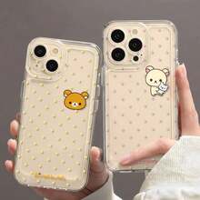 2pcs Kawaii Cartoon Style Phone Cases, Transparent Shockproof TPU Material Phone Covers Set, Bear & Polka Pattern (Yellow Bear, Pink Bear) Phone Shells 15/14/13/12/11/Plus/Pro//16e/Pro, Cute Chic Style, Multicolor, Protective Cushioned Shape, Precise Camera & Branding Cutout Detail, Scratch-Resistant Function, Phone Accessory Animal Lovers, Daily Casual Scene, Spring Gatherings, All Seasons & Girls - B - Xem 6