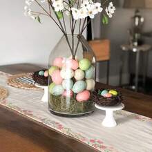 Camino de mesa de Pascua, floral azul y rosa, estilo rústico, primavera - Multicolor - Ver 6