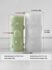 Sun And Moon Relief Cylindrical Candle Making Mold - Featuring Retro Moon And Star Design, Reusable Silicone For Artistic Candles, DIY Home Decoration, Spiritual Gifts, Wax And Resin Crafts With Heat Resistance - 白色 - 查看 12