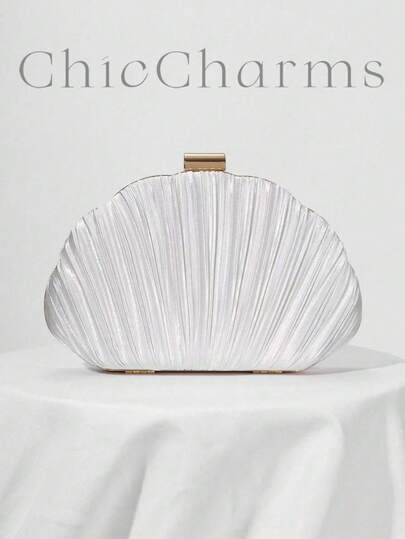 Satin Pleated Box Design Evening Clutch, Banquet Handbag, Formal Party Purse, Prom Crossbody, Wedding Clutch, Party Bag Perfect For Party Wedding Prom Dinner/Banquet Matching With Holiday Party Dress Evening Dress & Sequin Dress, Perfectly Matching With Prom Accessories, Clutch Bag For Wedding
