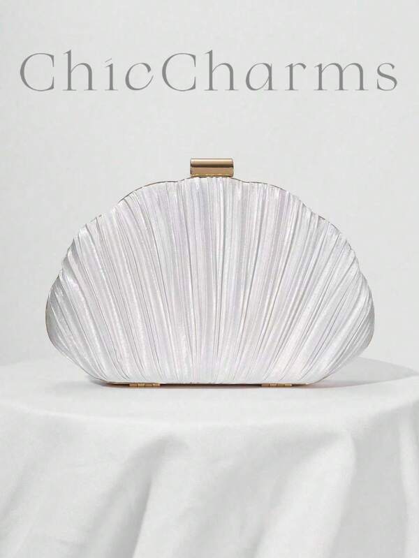 Satin Pleated Box Design Evening Clutch, Banquet Handbag, Formal Party Purse, Prom Crossbody, Wedding Clutch, Party Bag Perfect For Party Wedding Prom Dinner/Banquet Matching With Holiday Party Dress Evening Dress & Sequin Dress, Perfectly Matching With Prom Accessories, Clutch Bag For Wedding
