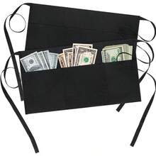 1pcs Server Aprons With 3 Pockets, Oil & Waitress Waiter Short Half Apron - màu đen - Xem 9