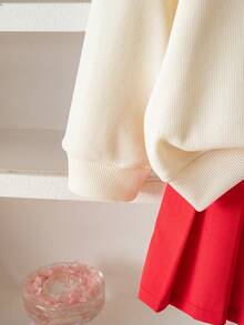 Baby Girl Cherry Blossom Ruffle Long Sleeve Top & Red Skirt Set, Autumn/Winter