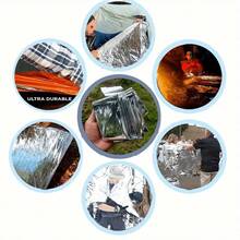 2/4/6 piezas Mantas térmicas de emergencia extra grandes, a prueba de viento, impermeables, resistentes al frío, de 210*130cm - Hechas de lámina de aluminio ligera con capa de aislamiento gruesa, adecuadas para supervivencia en clima frío extremo, portátiles y convenientes, ideales para camping al aire libre, senderismo, trekking, viajes familiares y refugio en clima frío. - Multicolor - Ver 9