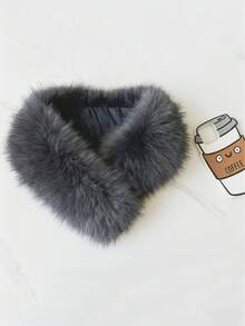 1条女士仿皮草围巾，时尚百搭保暖围巾，仿皮草领，围巾配饰，防风保暖，适合休闲户外穿着 - 彩色 - 查看 6