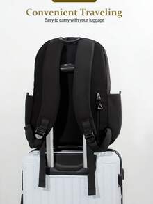 1 PC Solid Black Commuting And Travel Portable Back To School High-End Feeling Popularized Backpack,Multifunctional And Large Capacity Fashionable - Black - View 7