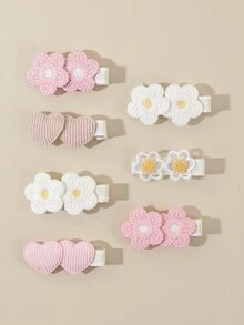 5/7 Peças Conjunto de Presilhas de Cabelo de Menina Princesa com Flores Florais Rosas Fofas da Primavera, Conjunto de Acessórios de Cabelo Doce de Cobertura Total - Cor misturada - Visão 1