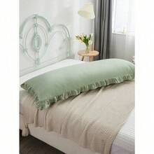 1 Rust Red Synthetic Polyester Ruffle Long Pillowcase (Without Pillow Insert), Perfect Gift For Everyone, Suitable For All Seasons - 綠色 - 查看 8