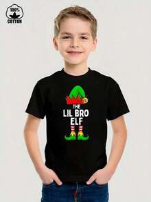 Camiseta Divertida de la Serie de Navidad para Niños, 100% Algodón, Tejido Cómodo, Color Negro - Negro-33 - Ver 2