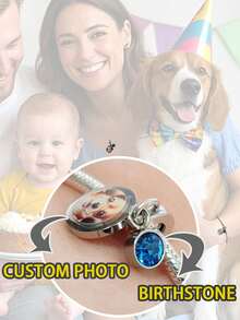 Custom Photo Charms For Bracelets With Birthstone ,925 Silver Plated Pendant Dangle Bead,Personalized Picture Charms For Necklace, Personalized Photo Charms For Women,Anniversaries, Birthday Gift For Her - Silver - View 2
