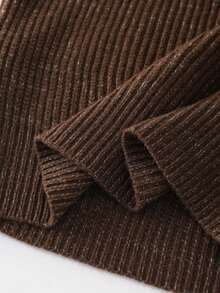 Men's Casual Solid Color Stand Collar Long Sleeve Sweater, Versatile For Autumn/Winter - Brown - View 6