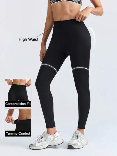 Loungeista 纯色高腰无缝塑身打底裤，女士冬季保暖紧身裤，塑形收腹万圣节性感装扮