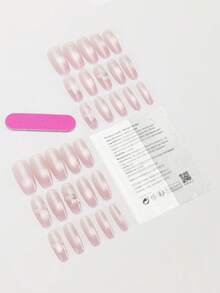 30片杏仁/渐变色亚克力假指甲套装，饰有3D花朵、珍珠和水钻，包含1瓶甲油胶和1把指甲锉，适合女性日常工作、学习和派对，秋冬季适用。 - 彩色 - 查看 2