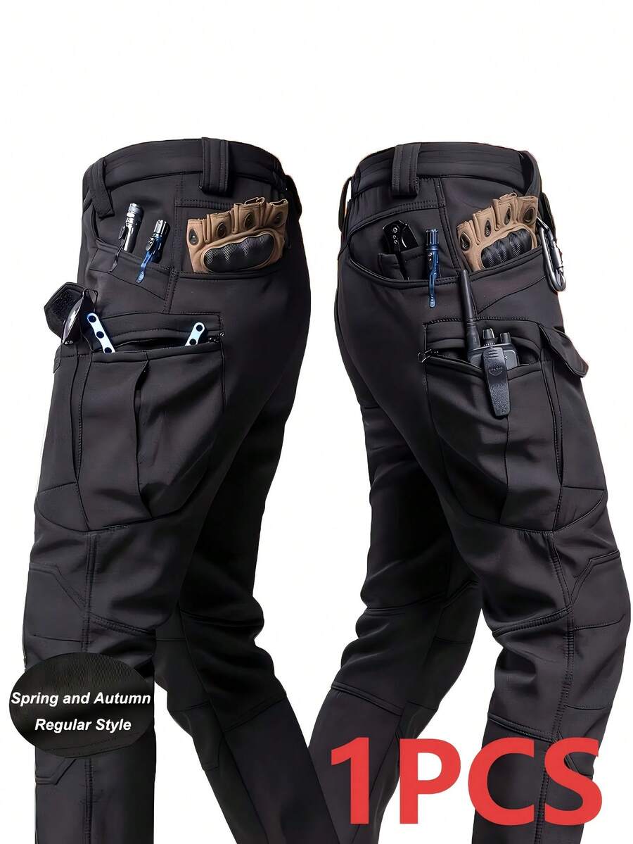 Men's Spring Autumn City Cargo Elastic Pants Trekking Hiking Camping Climbing Running Sports Cycling Work Outdoor Trousers - Black - View 1