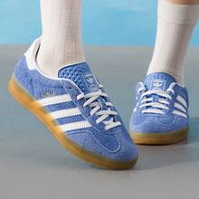 Adidas Originals GAZELLE室内复古运动休闲鞋，男女款，2026新款经典低帮运动鞋，T字头鞋 HQ8717 - 藍白色 - 查看 6