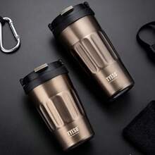 TYESO 400ml Vacuum Insulated  Bottle With Handle. Keeps Drinks Hot Or Cold For 6 To 12 Hours. Leak-Proof Double-Walled Stainless Steel Construction. Unique Design. Ideal For Sports, Fitness, Travel, Commuting, And School Use. Perfect As A Gift. - 灰色的 - 查看 6
