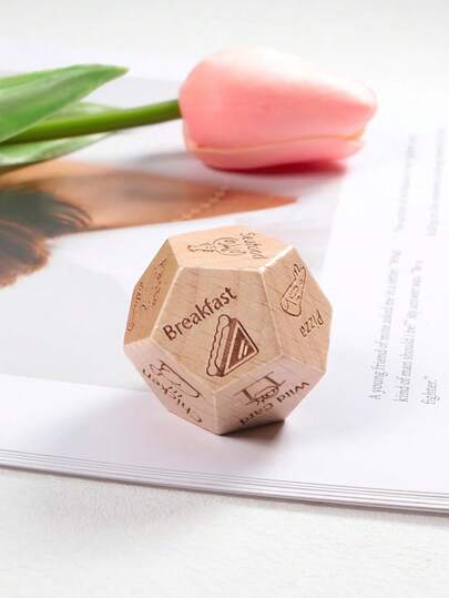 1个木制食物选择骰子，浪漫情侣约会之夜游戏，生日/周年纪念礼物（送给男友/女友），约会之夜食物骰子，情人节礼物（送给他/她）