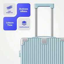 Luggage Set 20/24 Aluminum Frame Luggage Set With Cup Holder & Charge TSA Lock,Hardshell Zipperless Design Carry On And Checked Luggage Unisex (Model A – Black 20inch) - Màu xanh lam - Xem 9