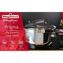 Olla A Presión Magefesa Prisma 7.5 Litros 01OPPRISM75, Acero Inoxidable 18/10, Cocina Sana, Inducción, Bloqueo Fácil, Cierre Cómodo y Fácil, Reparto del Calor uniforme - Plateado - Ver 8