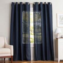Exclusive Home Curtains - Cortinas con Ventana de Loha, Loha GT, Negro (Black Pearl), 132.1 x 213.36 cm, 1, 2(Azul Peacoat 54x96) - Multicolor - Ver 3