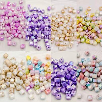 4mm/6mm Square Glass Beads, DIY Jewelry Making Materials, Handmade Necklaces, Bracelets, Earrings, Diverse Styles, Niche Design And Luxurious Quality, Inspiration Treasure Trove For Handicraft Enthusiasts, Create Your Unique Fashion Statement